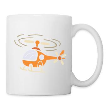 Lustiger Cartoon Helikopter im Comic Stil - Tasse - Weiß - Rechts
