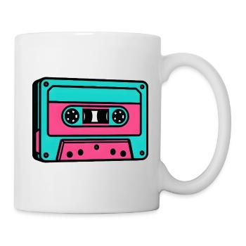 Neon Kassette Popart 80er Jahre - Tasse - Weiß - Rechts