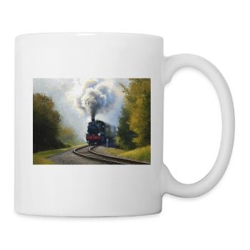 Herbstliche Dampfeisenbahn im Wald - Tasse - Weiß - Rechts