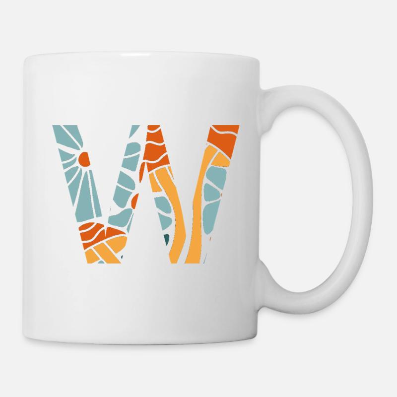 Letter w groovy flowers gift idea - Mug - white