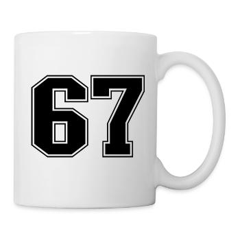 Fun 67 Zahl 6-7 6 7 Sechs Sieben - Tasse - Weiß - Rechts