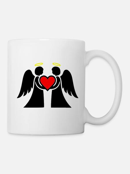 Engel Paar mit Herz Piktogramm - Tasse - Weiß