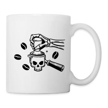 Café jusqu’à la mort : conception du crâne de barista - Mug blanc - blanc - Droite
