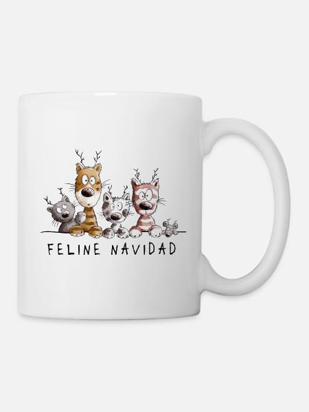 Feline Navidad Katzen Weihnachten - Tasse - Weiß