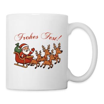 Merry celebration with reindeer sleigh - Mug - white - Right