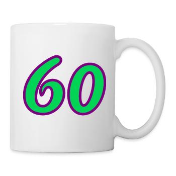 60. 60 JAHRE. 60-JÄHRIGES JUBILÄUM. 60. GEBURTSTAG. - Tasse - Weiß - Rechts