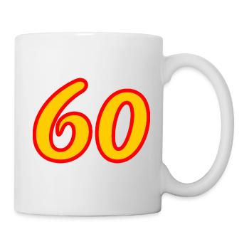 60. 60 JAHRE. 60-JÄHRIGES JUBILÄUM. 60. GEBURTSTAG. - Tasse - Weiß - Rechts