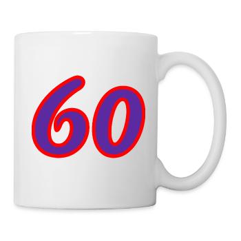 60. 60 JAHRE. 60-JÄHRIGES JUBILÄUM. 60. GEBURTSTAG. - Tasse - Weiß - Rechts