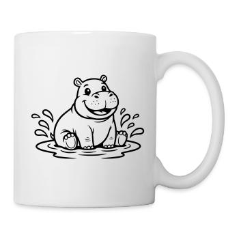 Bébé hippopotame mignon dans Water Comic Vector - Mug blanc - blanc - Droite