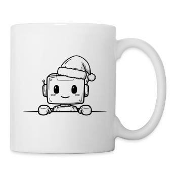 Kawaii Robot with Santa Hat – Cute Design - Mug - white - Right