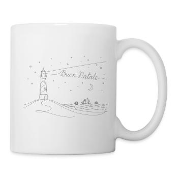Buon Natale Weihnachten Leuchtturm Meer + Strand - Tasse - Weiß - Rechts