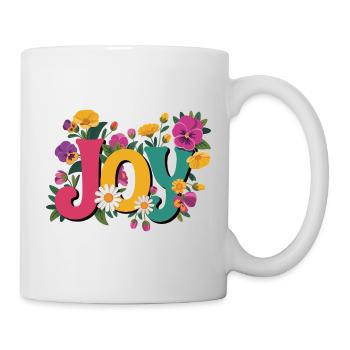 T-shirt Joy avec des fleurs Bonne humeur pour la vie quotidienne - Mug blanc - blanc - Droite