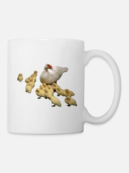 Flugente mit Küken - Tasse - Weiß