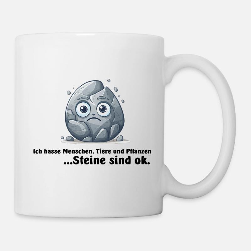 Stone, I hate people, animals and plants... - Mug - white