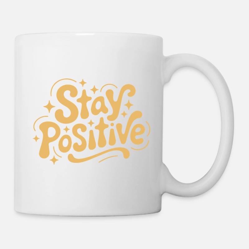 Reste positif, Retro Doodle - Mug blanc - blanc