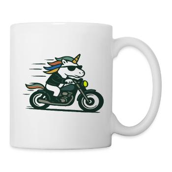 Fast Biker Unicorn Riding Motorcycle Mascot Art - Mug - white - Right