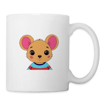 Cuddly kitty in a colorful striped shirt - Mug - white - Right