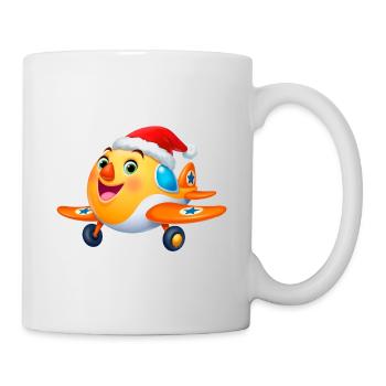 Weihnachtliches Kinderflugzeug – Flugzeug - Tasse - Weiß - Rechts