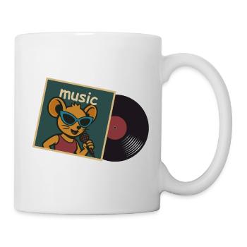 Souris musicale avec micro et disque vinyle - Mug blanc - blanc - Droite