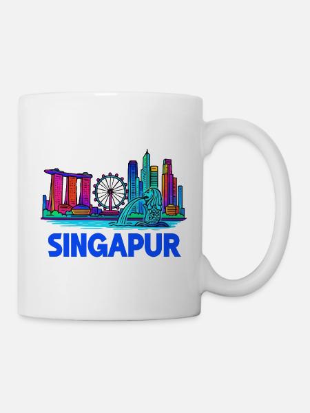 Skyline von Singapur - Tasse - Weiß