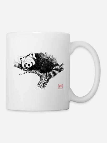 Schlafender roter Panda Zen Kunst - Tasse - Weiß