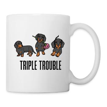 Triple Trouble Funny Dachshund Dogs Trio - Mug - white - Right