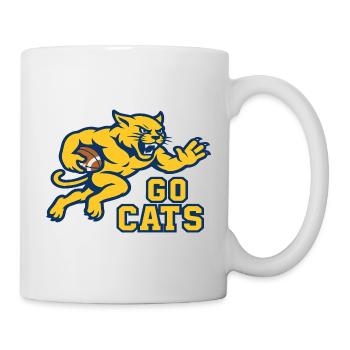 Go Cats Football Wildcat Angriffs-Maskottchen - Tasse - Weiß - Rechts