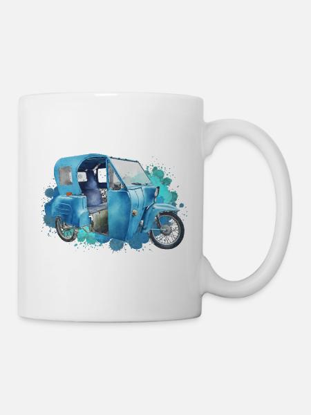 East German moped Duo Watercolor – cult vehicle Blue - Mug - white