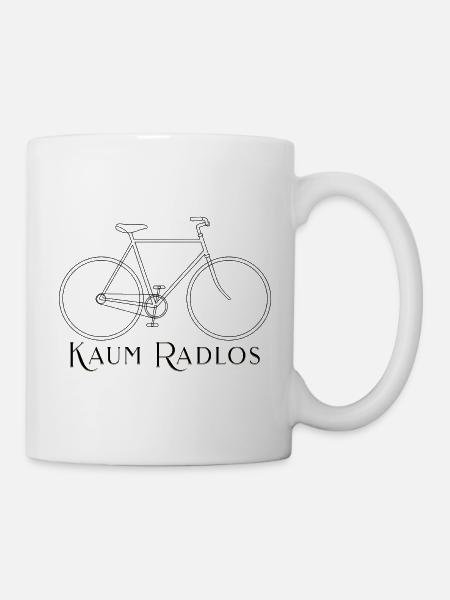 Kaum Radlos – Minimal Fahrrad Statement für Biker - Tasse - Weiß