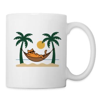 Chat au soleil sur l’île - Mug blanc - blanc - Droite