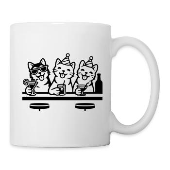 Party Katzen Kater Bar Trinken - Tasse - Weiß - Rechts