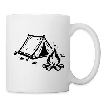 Zelt Lagerfeuer Camping - Tasse - Weiß - Rechts