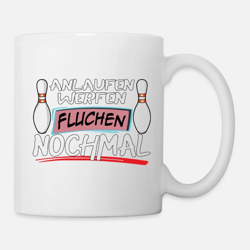 Anlaufen Werfen Fluchen Nochmal Bowling - Tasse - Weiß