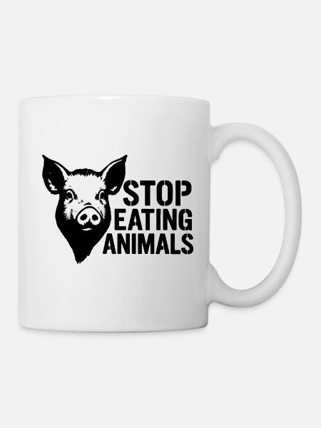 Schweinekopf Protest Stoppt Tieressen - Tasse - Weiß