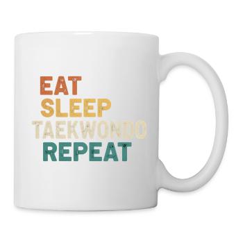 Eat Sleep Taekwondo Repeat - Retro Kampfsport  - Tasse - Weiß - Rechts