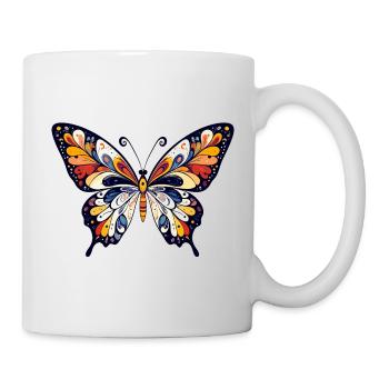 Bunter abstrakter Schmetterling Farben Kunst - Tasse - Weiß - Rechts
