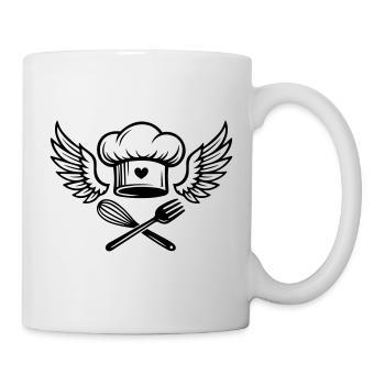Kochmütze mit Herz und Flügeln - Tasse - Weiß - Rechts