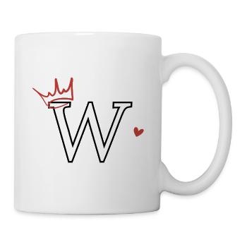 Buchstabe mit Kronenherz - Tasse - Weiß - Rechts