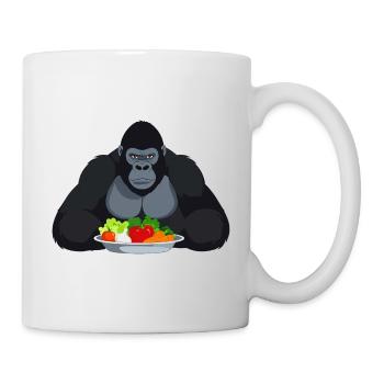 Cooler Gorilla mit Gemüseplatte Affe Motiv - Tasse - Weiß - Rechts