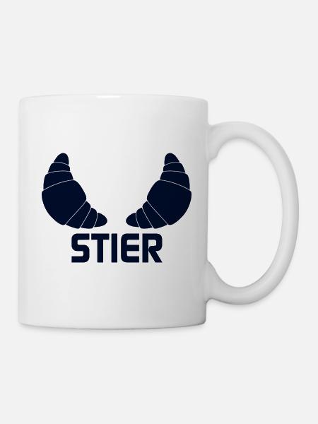 Sternzeichen Stier Croissants - Tasse - Weiß