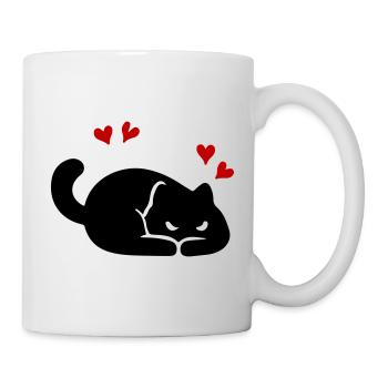Katze Herz Liebe - Tasse - Weiß - Rechts