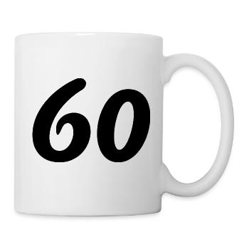 60. 60 JAHRE. 60-JÄHRIGES JUBILÄUM. 60. GEBURTSTAG. - Tasse - Weiß - Rechts
