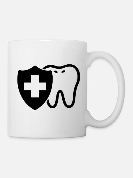 Zahn Schutzschild Symbol Schwarz - Tasse - Weiß