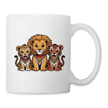 Süße Löwe Tiger Leopard Freunde - Tasse - Weiß - Rechts