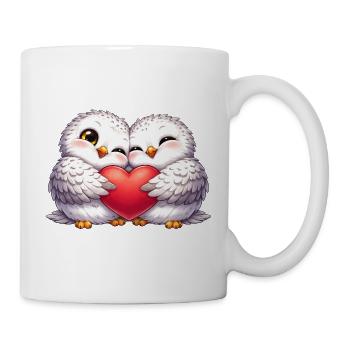 Doux cœurs de chouette des neiges Saint-Valentin chers amis - Mug blanc - blanc - Droite