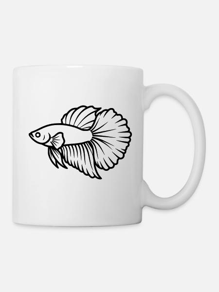 Kampffisch Betta Splendens Aquarium - Tasse - Weiß