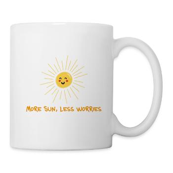 Plus de soleil, moins d’inquiétudes – Expression de bonne humeur d’été - Mug blanc - blanc - Droite