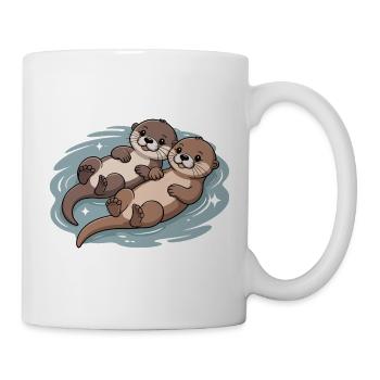 Couple de loutres mignons - Mug blanc - blanc - Droite