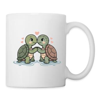 Couple de tortues amoureux animaux La Saint-Valentin - Mug blanc - blanc - Droite