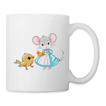 Little_mouse_is_sharing_a_croissant_with_a_bird - Tasse - Weiß - Rechts